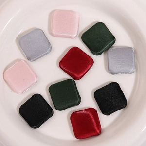 Minimalist square fabric-covered buttons in colorful satin for DIY garment accessories