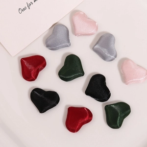 Heart Shaped Satin Fabric Covered Buttons DIY Jewelry Making Materials For Earrings Accessories Handmade Craft Supplies