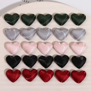Japanese Style Simple Heart Shaped Satin Fabric Covered Buttons Alloy Base DIY Accessories For Handmade Jewelry Hair Clips Craft
