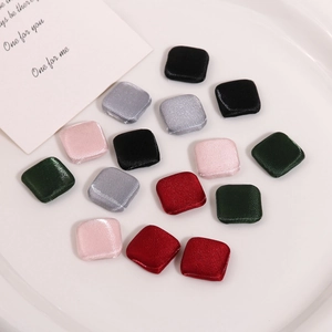 Square satin fabric covered buttons in various colors for DIY jewelry and clothing