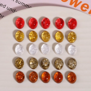 Vintage Starry Sky Glitter Resin Oval Cabochon Flatback For DIY Earrings Rings Phone Case Decoration Jewelry Making Accessory