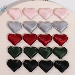 Assorted fabric heart charms in five colors for DIY earrings and jewelry making