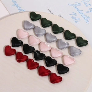 DIY handmade heart-shaped satin fabric buttons in multiple colors for accessories