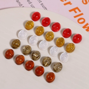 Vintage glitter starry resin oval cabochons for DIY jewelry and phone case making