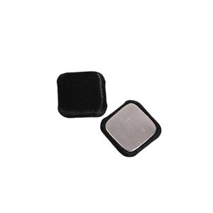 Minimalist square fabric button for DIY sewing with black texture and metal base