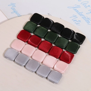 Square fabric covered buttons in multiple colors for DIY jewelry and clothing accessories
