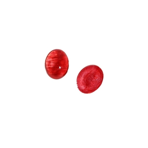 Pair of oval deep red glitter resin stones for DIY jewelry earrings and ring making