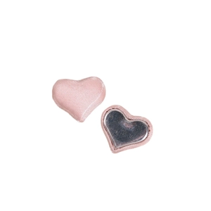 Pink satin fabric heart charms with magnetic metal backing for DIY jewelry making