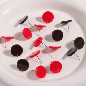 DIY colorful round resin stud earrings with hanging holes in red and black colors