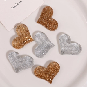 Sparkly glitter heart resin accessories for hair clips and DIY phone cases gold silver
