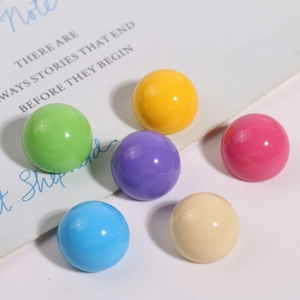 Set of colorful polished resin half-round beads for DIY jewelry and hair accessories