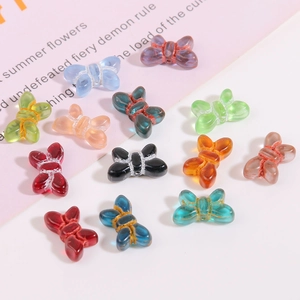 Czech glass bow charm beads in various colors for DIY handmade jewelry and earring making