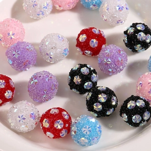 Shamballa Resin Sugar Beads With Star Pattern Rhinestone Glitter DIY Beads For Earrings Hair Accessories Making Jewelry Supplies