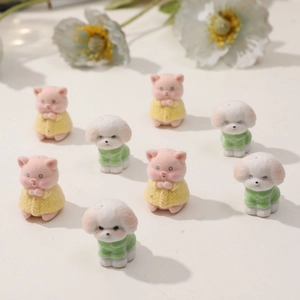 Adorabili statuine di cane e maiale floccate per orecchini fai-da-te e cover cellulari