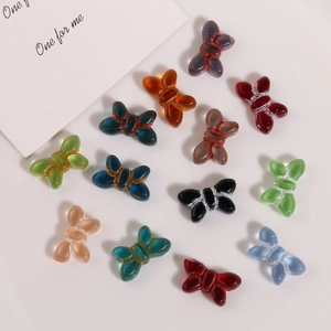 Colorful mini glass butterfly beads with decorative wire wrap for DIY jewelry making