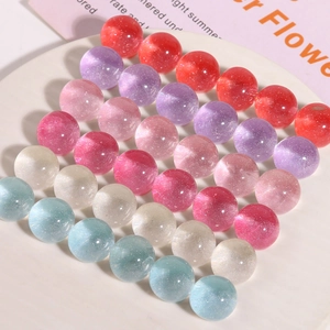 Cuentas redondas de resina con purpurina en varios colores para joyería DIY y artesanía