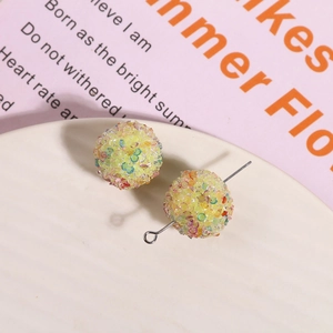 Macro shot of colorful sugar ball resin beads with glitter for DIY jewelry making