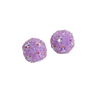 Sparkly purple Shamballa snowflake beads with laser star sequins for DIY jewelry making