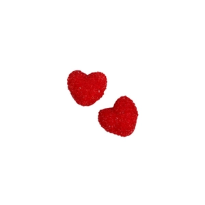 Pair of red 3D heart-shaped resin charms with sugar-ball texture for jewelry making