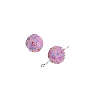 Sparkly crystal sugar ball resin beads for DIY jewelry making in soft pink and blue hues
