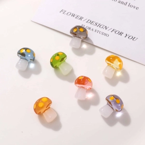 Colorful translucent resin mushroom charms with polka dots for DIY earring and hair accessories