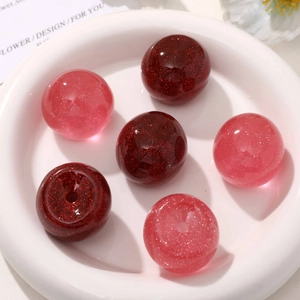 Sparkly resin cherry fruit beads in red and pink for DIY keychain and bag charm making