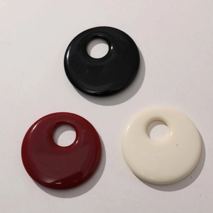 Three-piece set of 50mm resin round pendants in black, burgundy, and cream for DIY jewelry