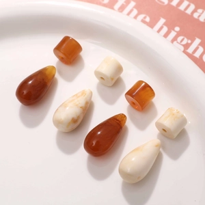 Vintage Resin Waterdrop Cylinder Beads For DIY Jewelry Making Marbled Amber White Charms Earring Necklace Pendants Material