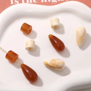 Vintage marble resin water drop and cylinder beads set for DIY jewelry making