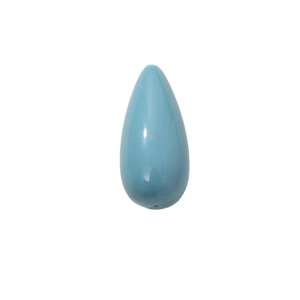 Hellblaue Harzperle in Tropfenform für DIY-Schmuck mit poliertem Finish und Bohrung