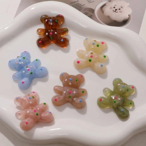 Colorful polka dot resin bears for DIY jewelry and phone case decoration accessories