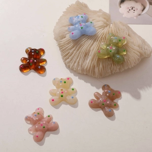 Cute colorful resin bear charms for DIY jewelry and phone case making in six pastel colors