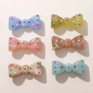 Breloques Nœuds en Résine DIY Avec Pois Colorés Perles Nœuds Perforées pour Création Bijoux Accessoires Étui Téléphone