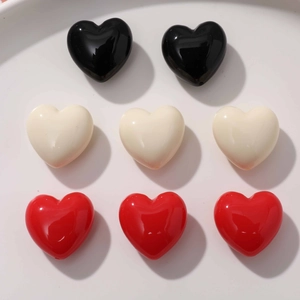 Breloques en Forme de Cœur en Résine 3D Style Coréen pour Boucles d'Oreilles DIY Coiffure Matériel de Bijouterie Rouge Blanc Noir