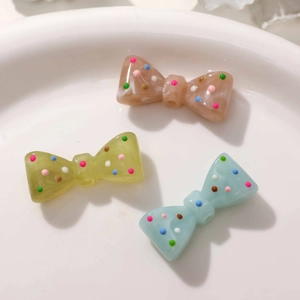 Perles nœuds papillon en résine à pois colorés pour accessoires de coque et pinces
