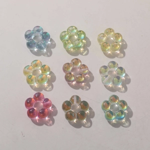 Perles fleurs à cinq pétales en acrylique irisé pour bijoux DIY et accessoires cheveux
