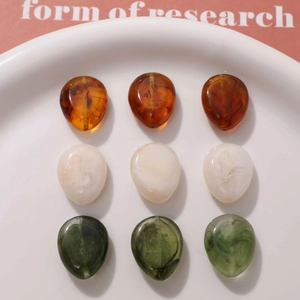Flat round waterdrop beads with marble smoke pattern for DIY jewelry making accessories