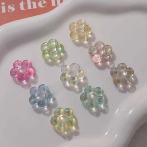Perles fleurs en cristal irisé aux couleurs pastel pour bijoux DIY et accessoires cheveux