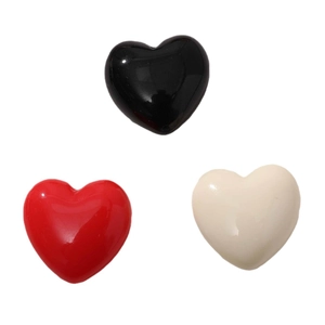 Pendentifs cœur en résine noirs, rouges et blancs pour bijoux DIY et accessoires cheveux