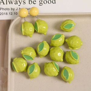3D resin lemon charms and DIY earrings set for jewelry making and phone case decor