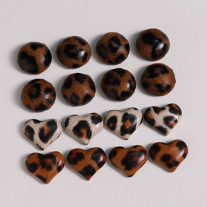 Leopard print geometric round and heart leather patches for DIY jewelry and accessories