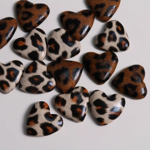 French vintage heart-shaped leopard print charms for DIY jewelry and accessories