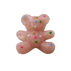 Cute colorful resin bear charm with marble effect and dots for DIY accessories