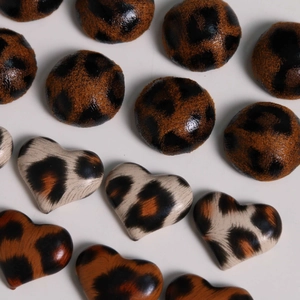 Leopard print heart and round patches for DIY earrings and hair clip accessories