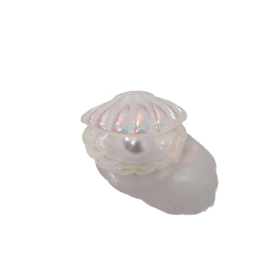 Iridescent resin shell charm with inner pearl for DIY shoe and phone case accessories