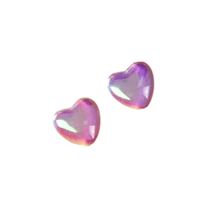 Mini iridescent gradient heart glass charms for DIY jewelry and phone case decor