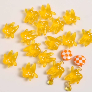 Translucent yellow resin tooth charms for DIY earrings and cute cartoon jewelry making