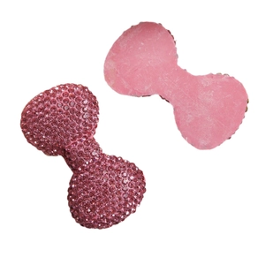 Pink rhinestone bow patch with crystal embellishment for DIY phone case accessories