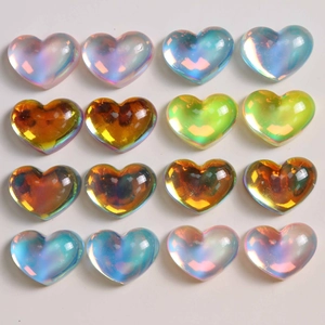 Iridescent Heart Resin Patches DIY Craft Heart Shape Decoration For Jewelry Making Headwear Shoe Charms Scrapbooking