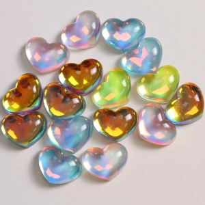Iridescent heart resin charms with gradient colors for DIY jewelry and accessories